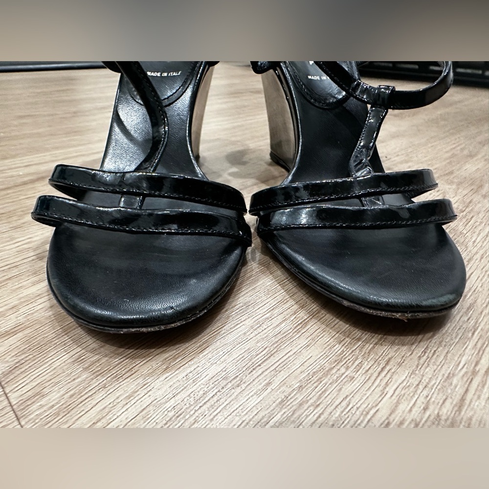 Prada patent leather black T-strap wedge sandals, 36 / approx 6 - Picture 5 of 9
